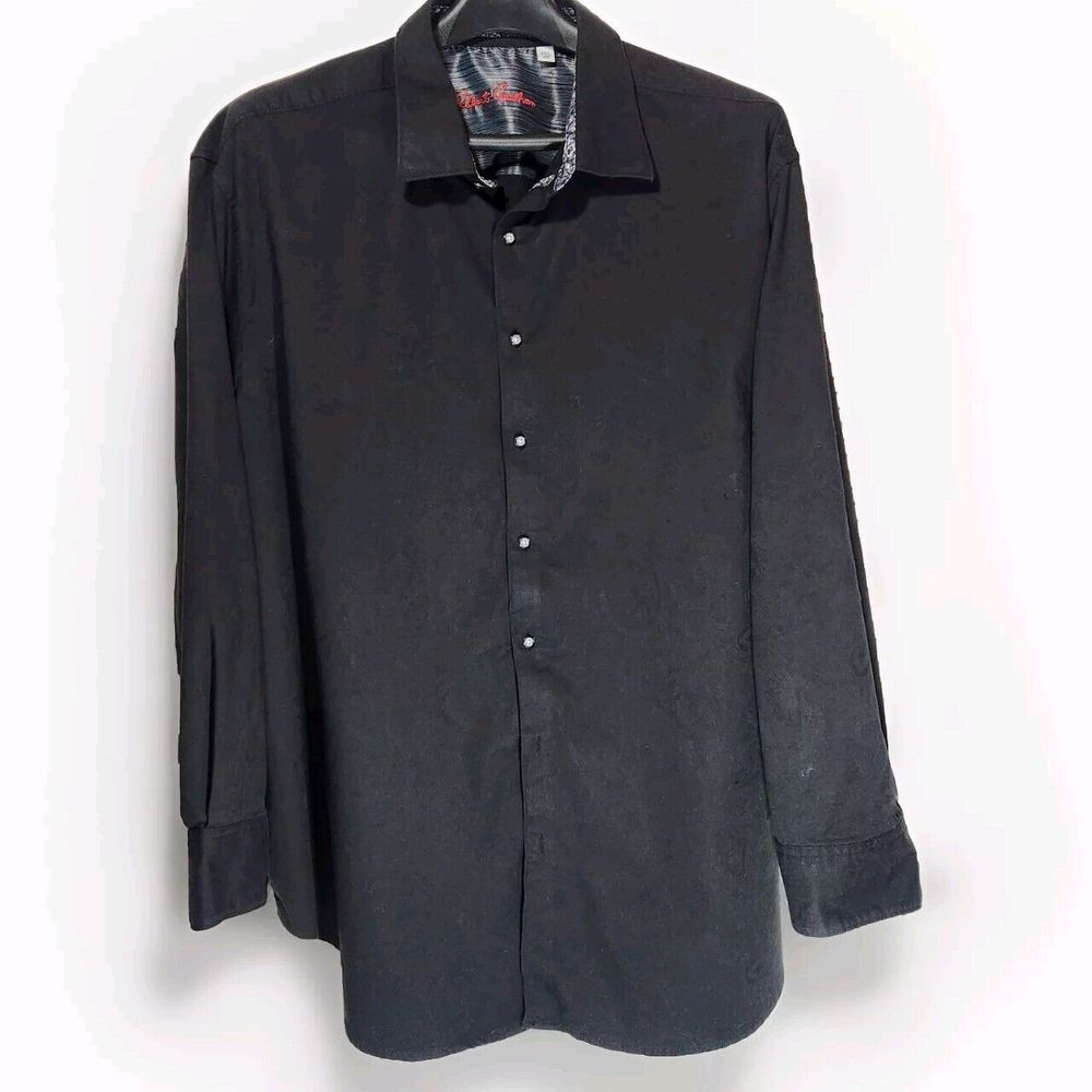 Robert Graham Button Shirt Mens 4XL Black Flip‎ Cuff Geometric Paisley NWT